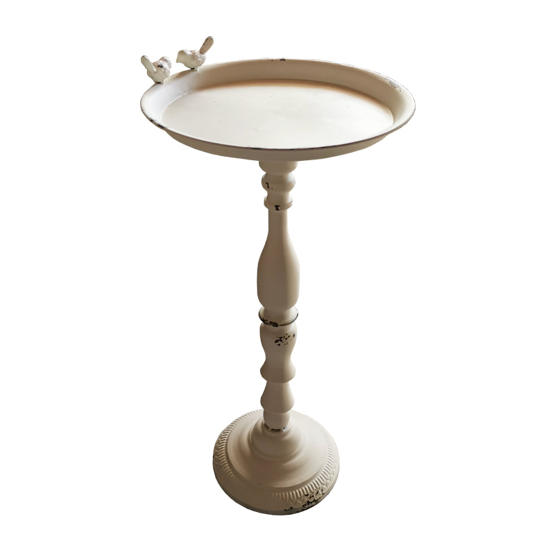 Round Mental Tray Top Side Table Pedestal Distressed End Table