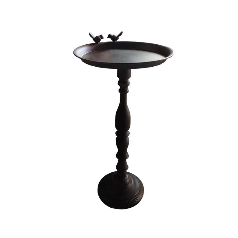 Round Mental Tray Top Side Table Pedestal Distressed End Table