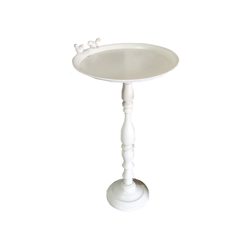 Round Mental Tray Top Side Table Pedestal Distressed End Table