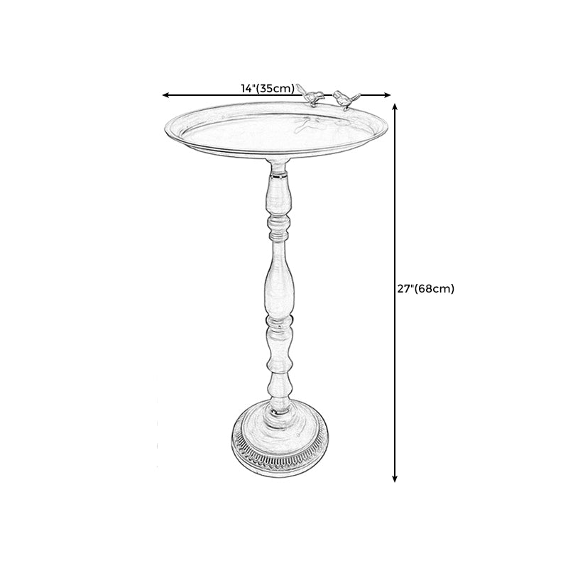 Round Mental Tray Top Side Table Pedestal Distressed End Table