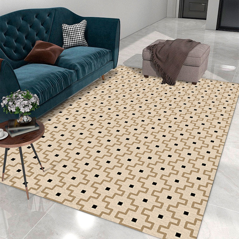 Casual Living Room Carpet Polyester Trendy Area Rug Non-Slip Backing Indoor Rug