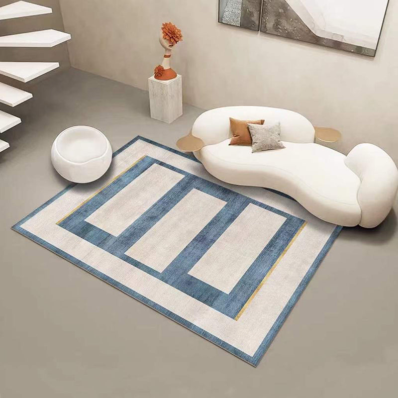 Light Grey Modern Rug Polyester Stripe Rug Washable Indoor Rug for Living Room