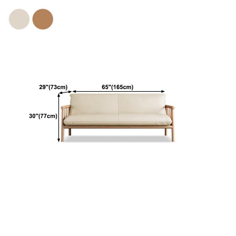 30.3" H Faux Leather Brown/White Square Arm Sofa for Living Room