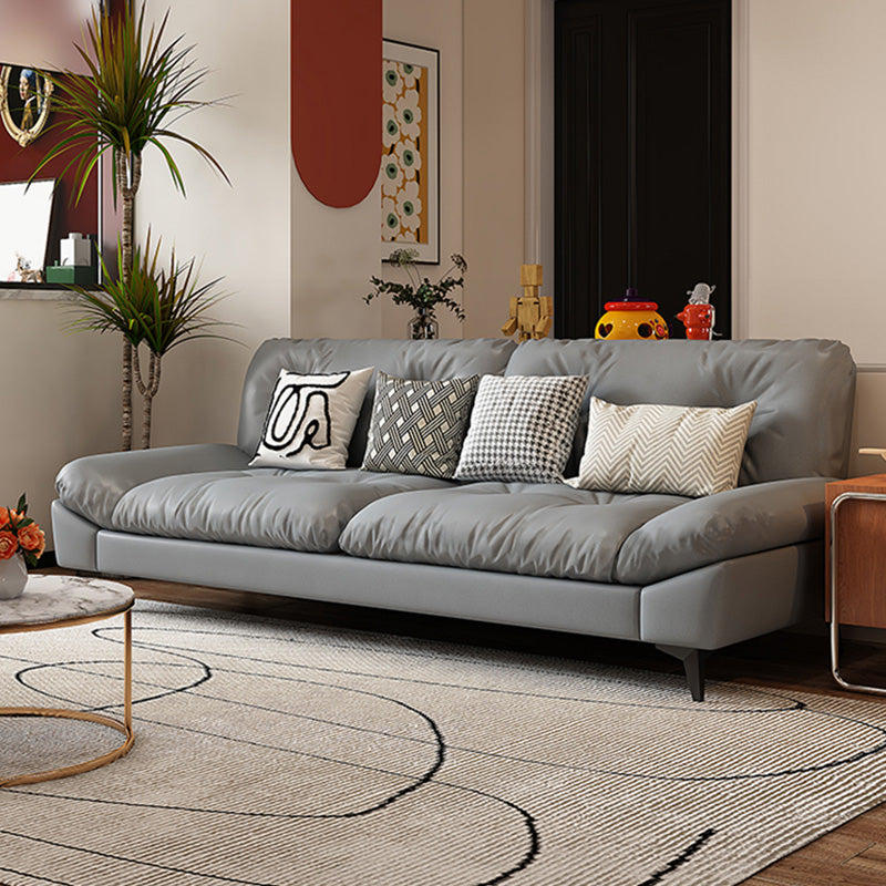Glam Tufted Standard Square Arm Living Room Faux Leather Sofa
