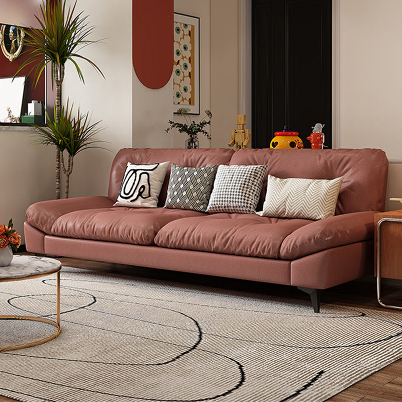 Glam Tufted Standard Square Arm Living Room Faux Leather Sofa