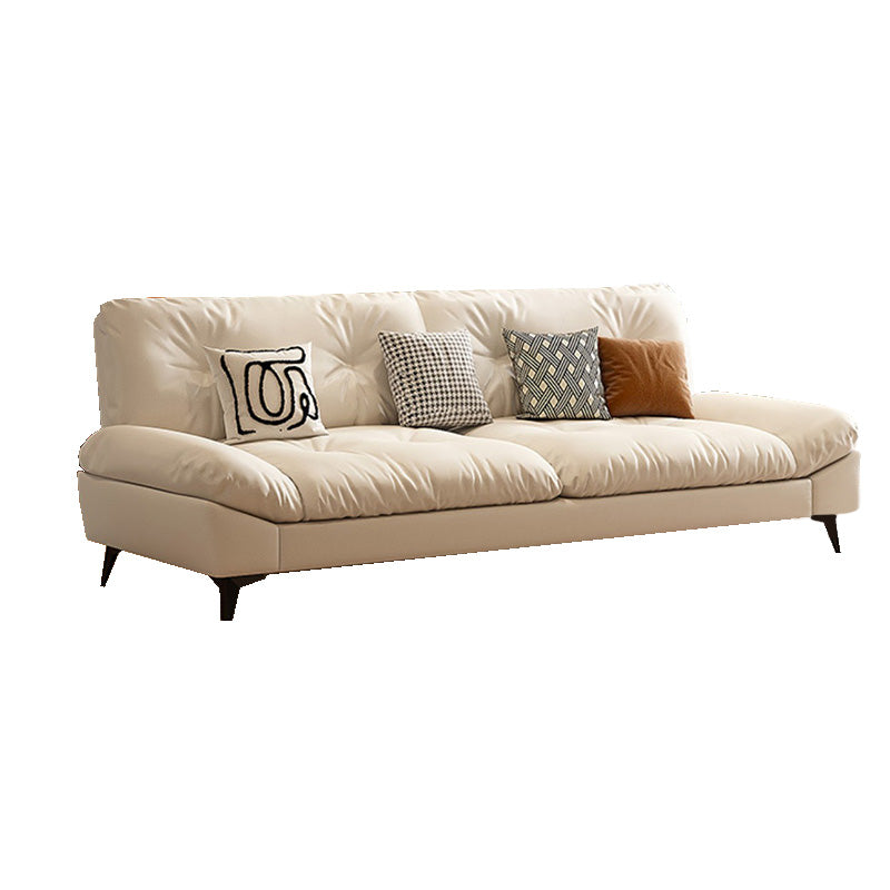 Glam Tufted Standard Square Arm Living Room Faux Leather Sofa