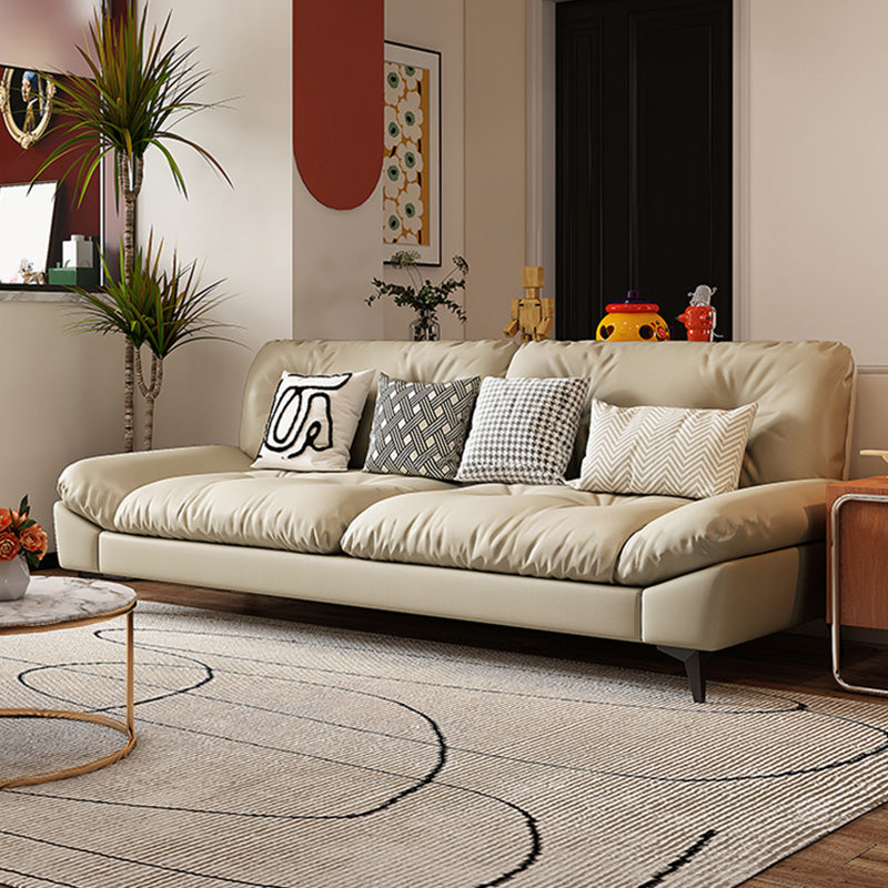 Glam Tufted Standard Square Arm Living Room Faux Leather Sofa