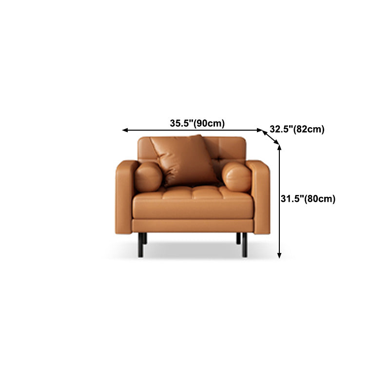 Glam Tufted Biscuit Back Standard Living Room Faux Leather Sofa