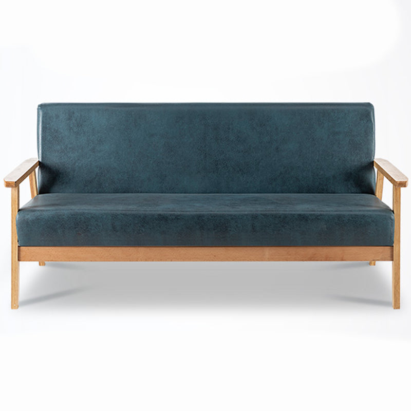 Faux Leather Sofa 23.62" D x 27.55" H Square Arm Sofa for Living Room