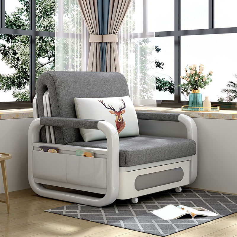 Cotton Blend Contemporary Sofa with Bed in Grey with Storage