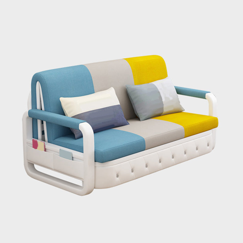 Cotton Blend Contemporary Square Arm Sofa Bed for Living Room