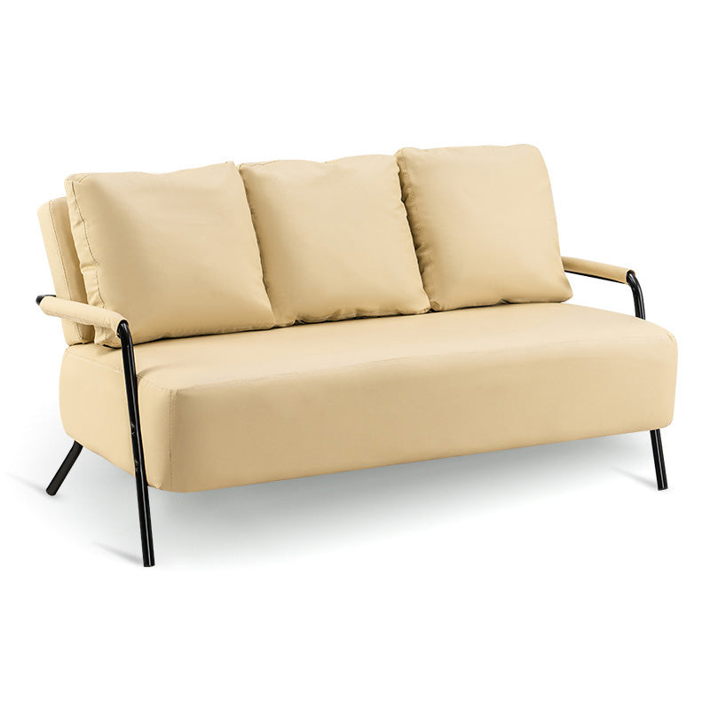 3 Seater 27.5" H PU Leather Solid Color Square Arm Sofa for Living Room