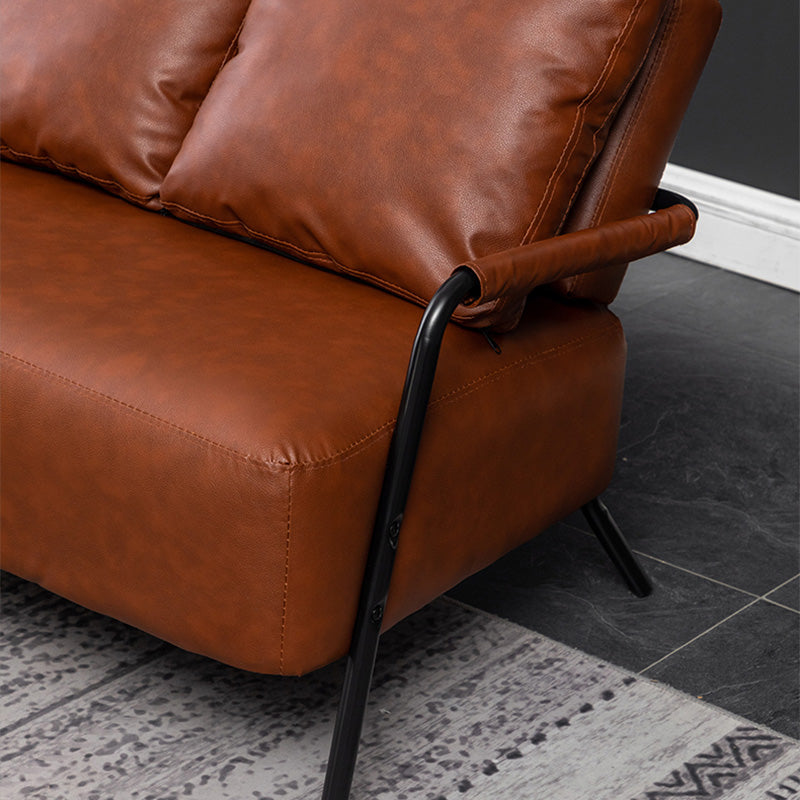 3 Seater 27.5" H PU Leather Solid Color Square Arm Sofa for Living Room