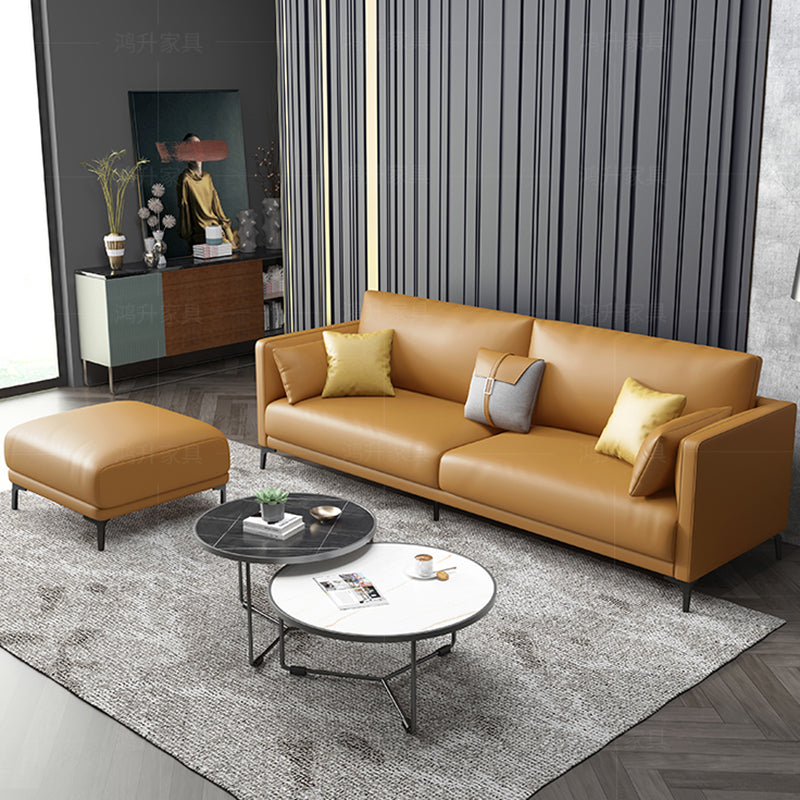 Living Room Cushions Stain Resistant Faux Leather Square Arm Sofa