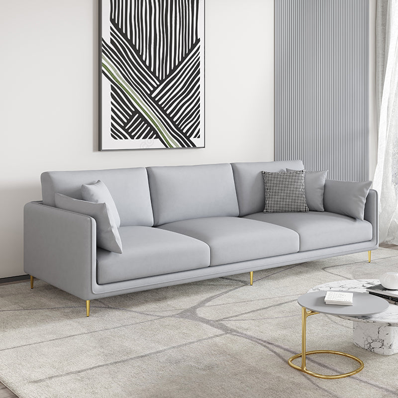 Faux Leather 3-seater Living Room Standard Cushions Glam Sofa
