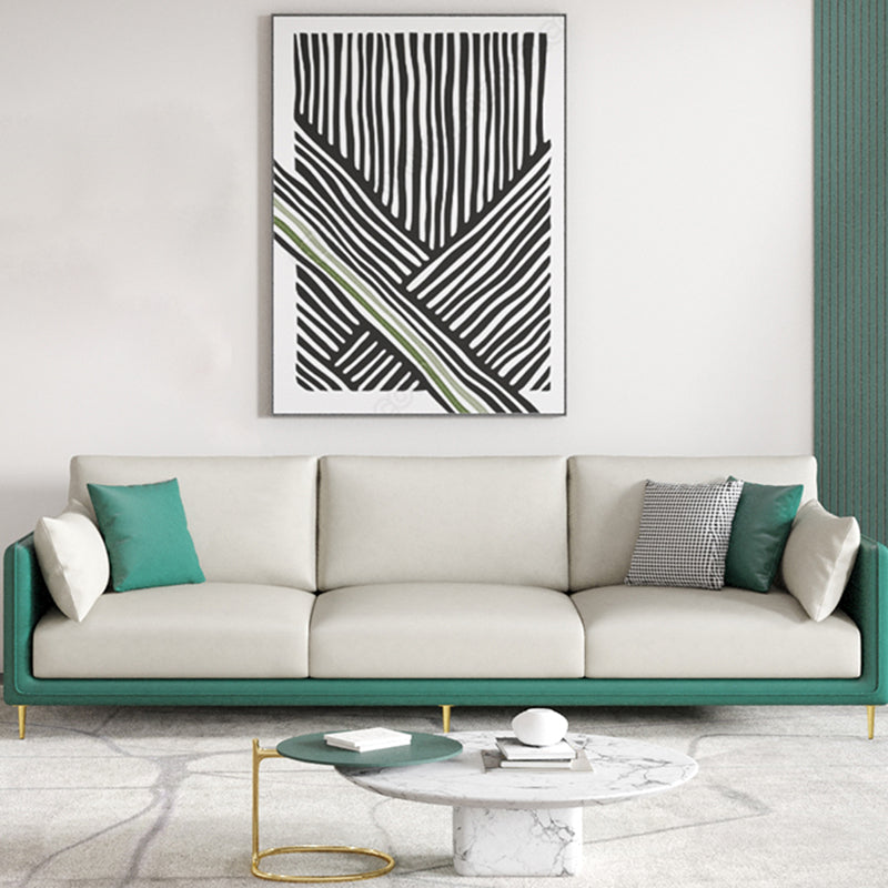 Faux Leather 3-seater Living Room Standard Cushions Glam Sofa