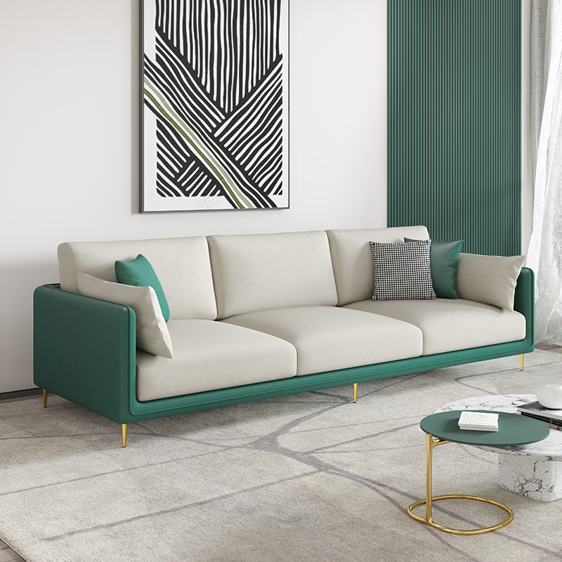 Faux Leather 3-seater Living Room Standard Cushions Glam Sofa