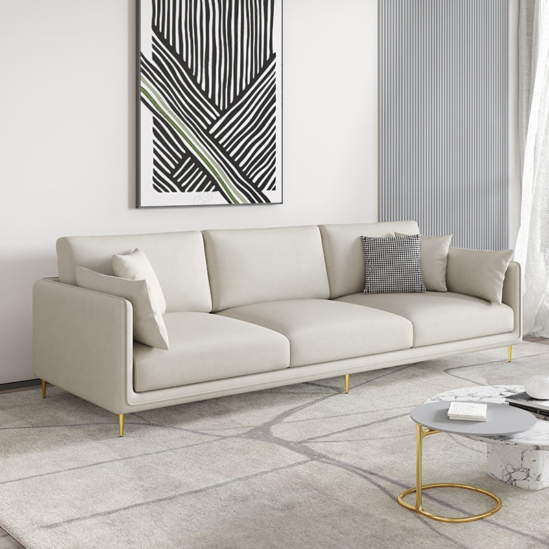 Faux Leather 3-seater Living Room Standard Cushions Glam Sofa