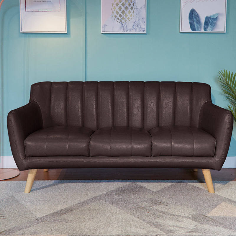 Standard Faux Leather Stain Resistant Sewn Pillow Back Sofa Couch