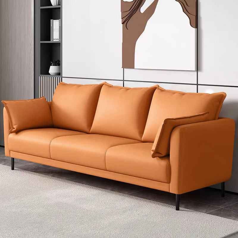 3 Seater 31.4" H Faux Leather Square Arm Sofa for Living Room