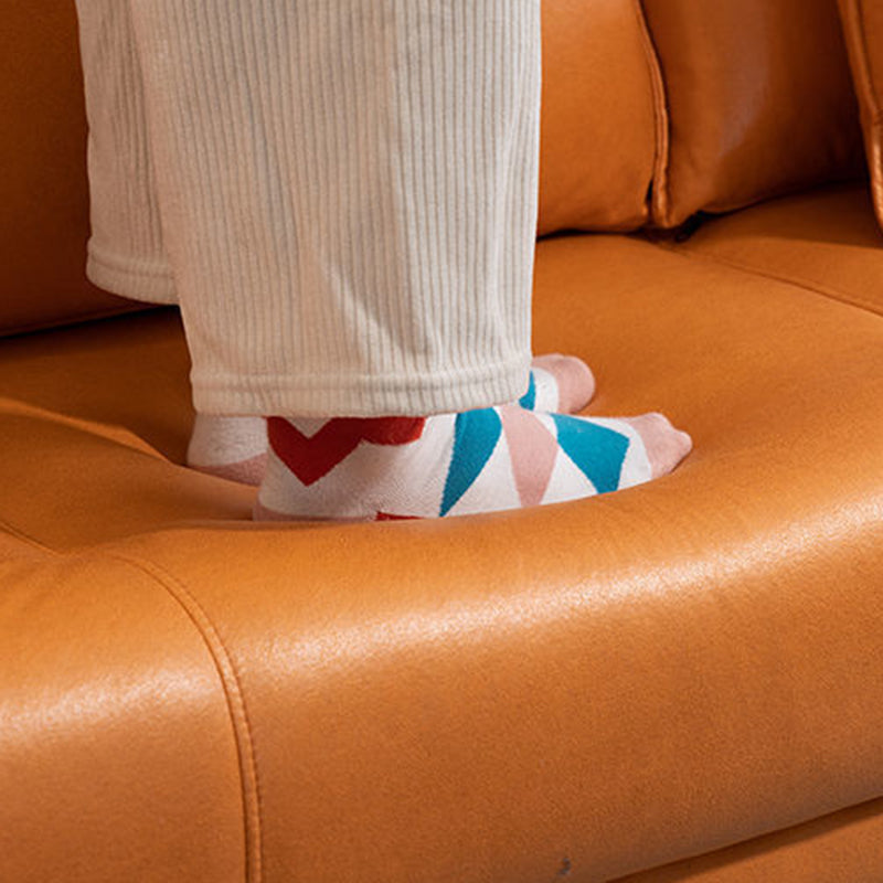 3 Seater 31.4" H Faux Leather Square Arm Sofa for Living Room