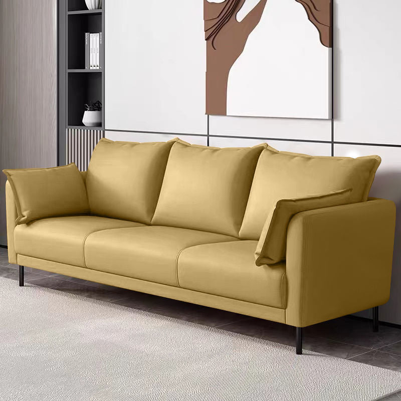 3 Seater 31.4" H Faux Leather Square Arm Sofa for Living Room