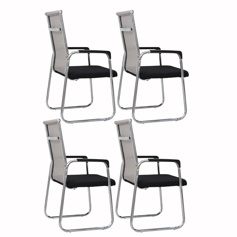 Contemporary Fixed Arms Desk Chair Ergonomic Mid-Back Desk Chair