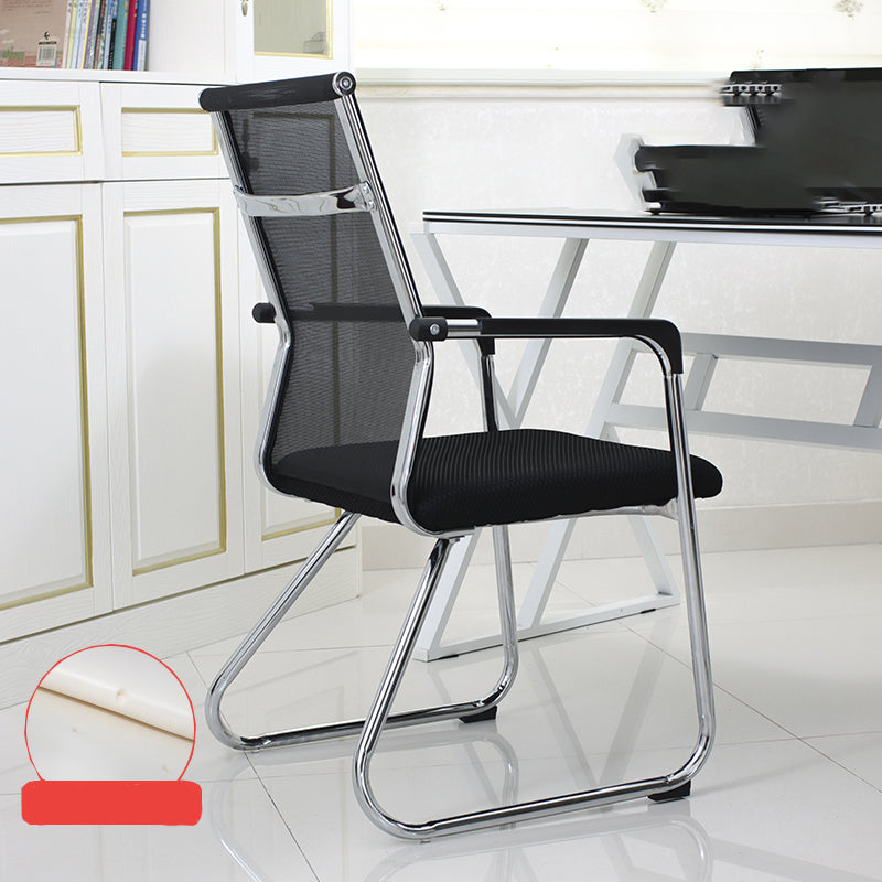 Contemporary Fixed Arms Desk Chair Ergonomic Mid-Back Desk Chair