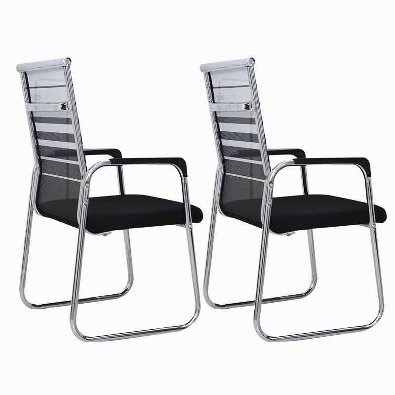 Contemporary Fixed Arms Desk Chair Ergonomic Mid-Back Desk Chair