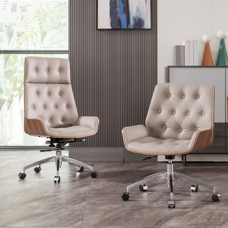 Modern Armless Desk Chair Faux Leather High Back Office Chair