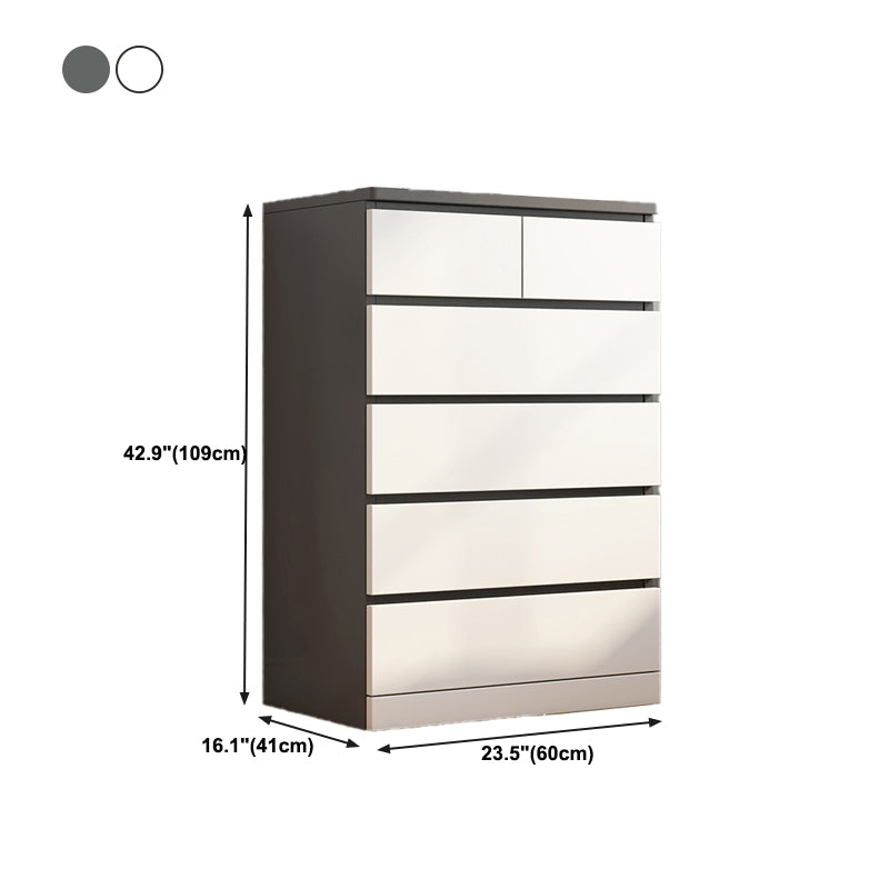 Modern Style White Storage Chest Vertical Wooden Chest with 3 / 4 / 5 / 6 Drawers