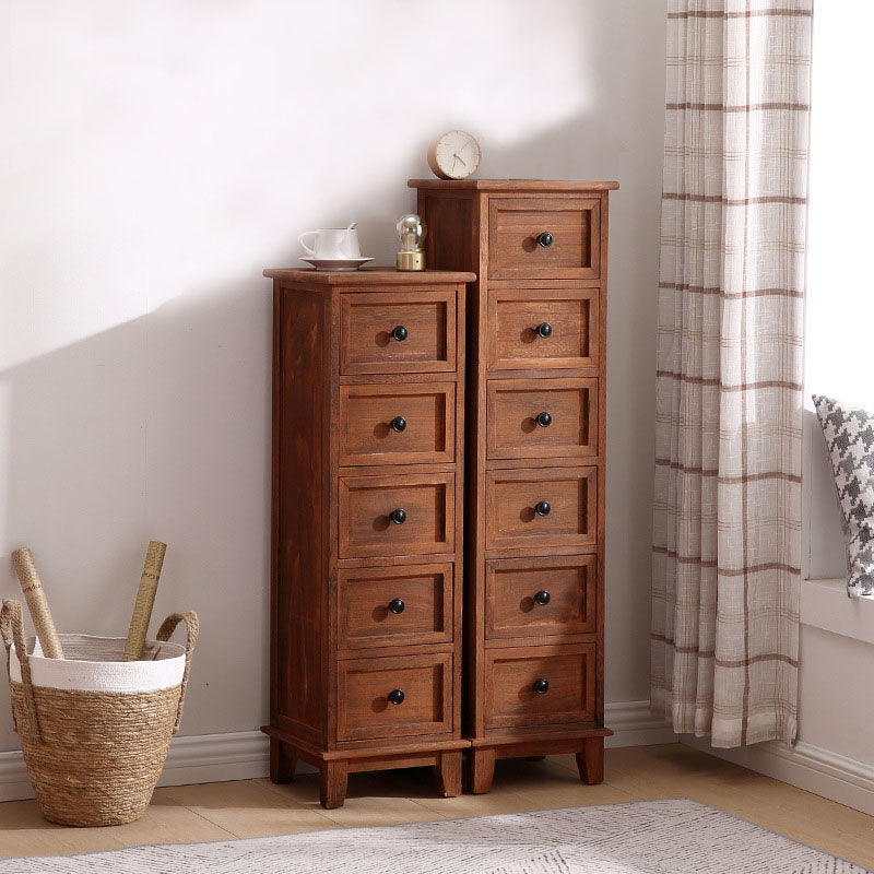 Retro Style Storage Chest Wooden Vertical Lingerie Chest for Bedroom