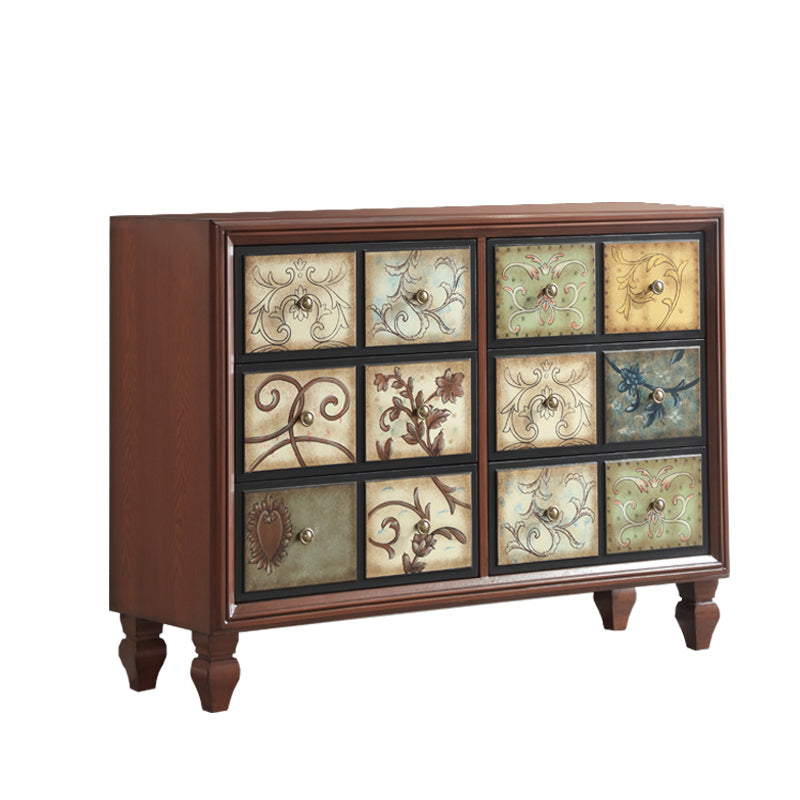 Traditional Style Brown Chest Solid Wood Storage Chest Dresser with Multi Drawers
