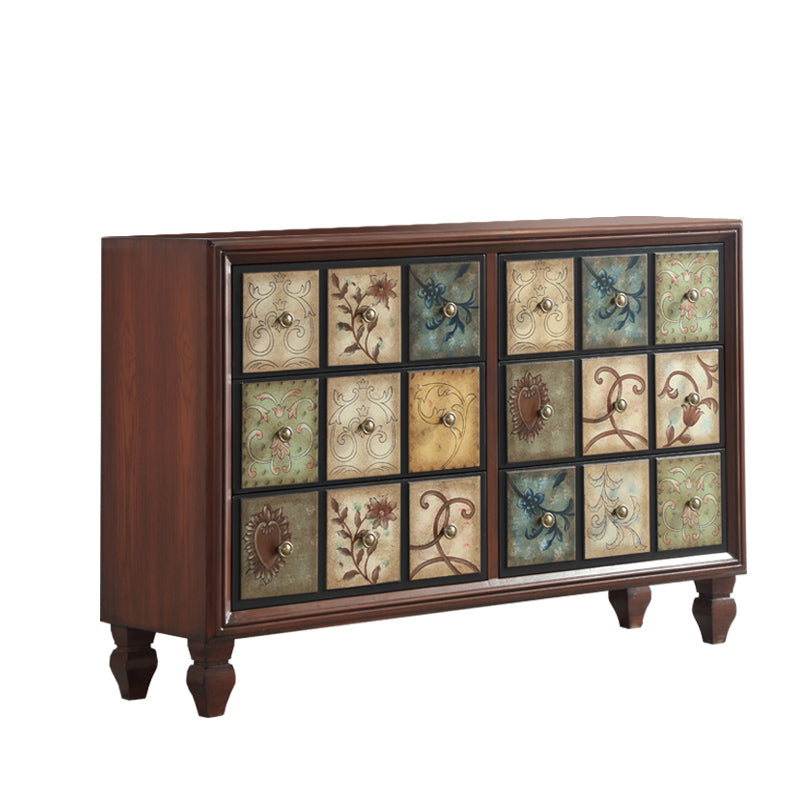 Traditional Style Brown Chest Solid Wood Storage Chest Dresser with Multi Drawers