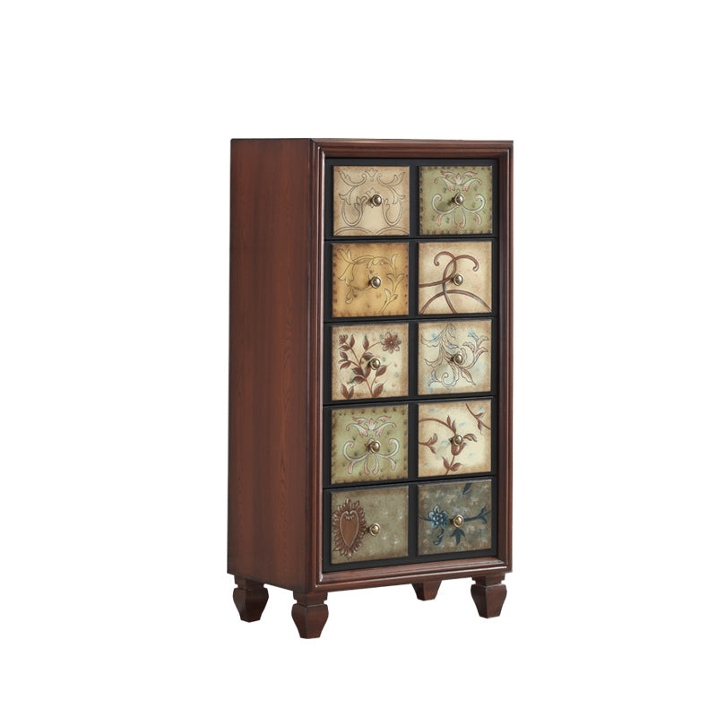 Traditional Style Brown Chest Solid Wood Storage Chest Dresser with Multi Drawers