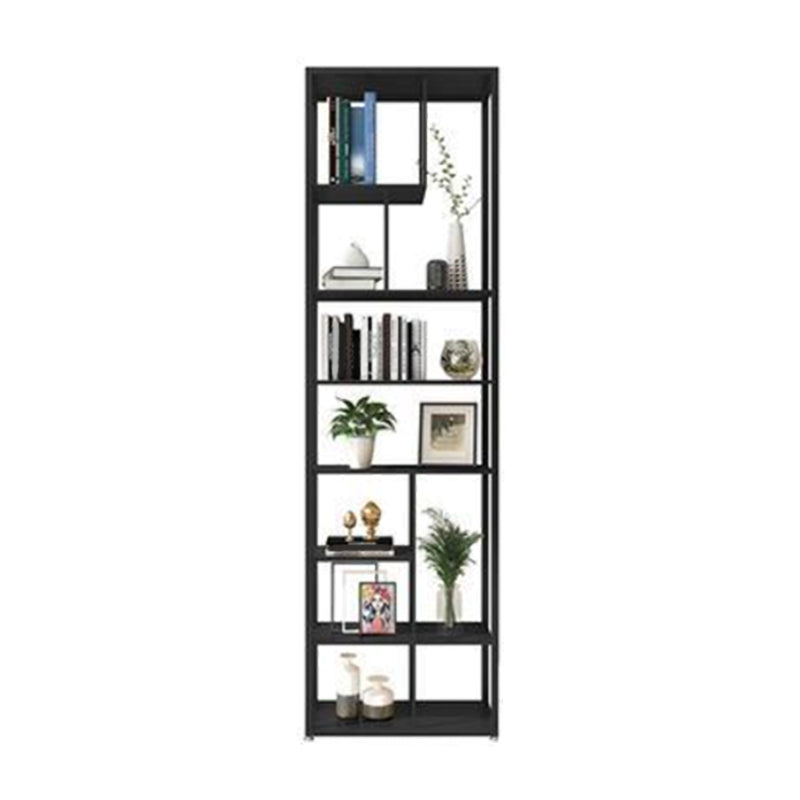 Open Back Bookshelf Scandinavian Home Office Bookcase with Metal Shelves