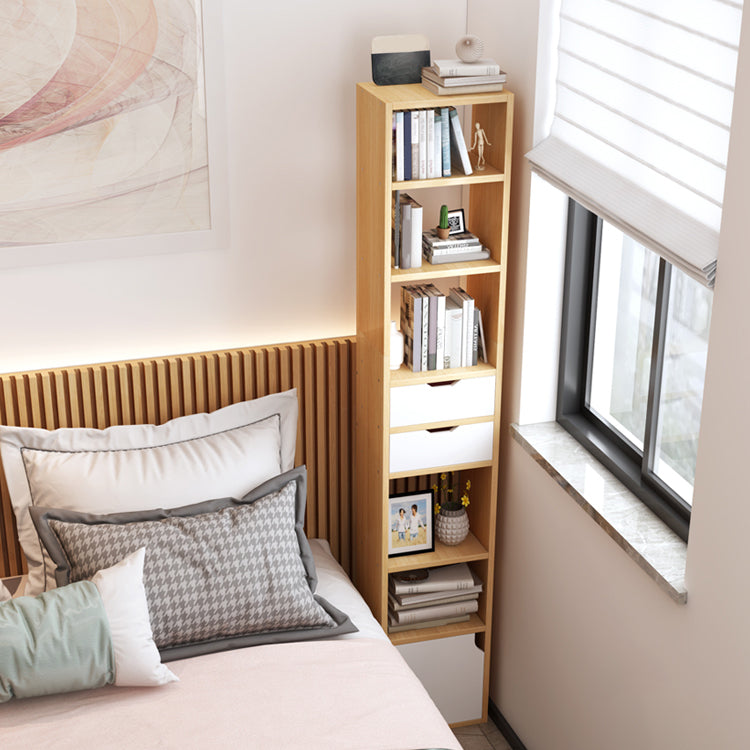 Contemporary Wood Bookcase, Geometric Bookshelf for Living Room