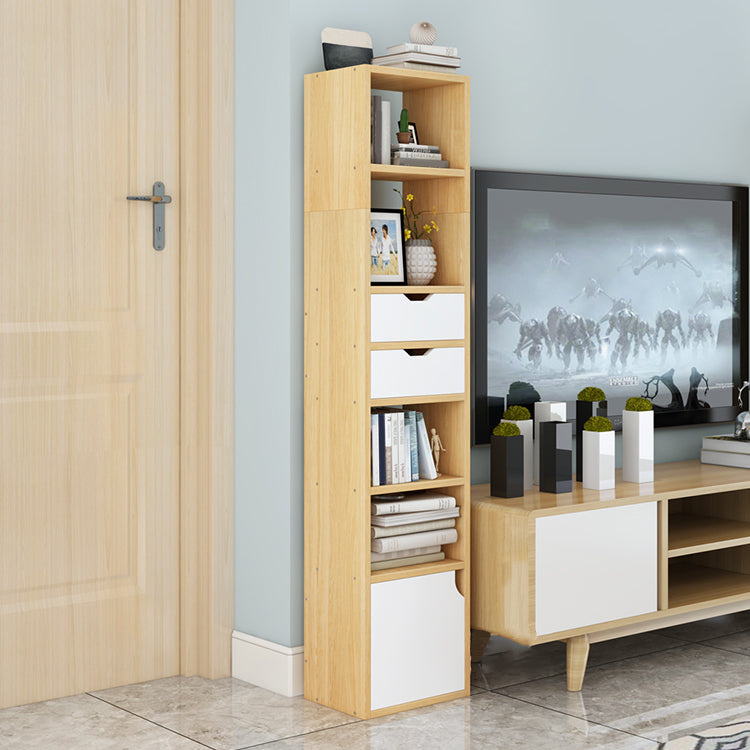 Contemporary Wood Bookcase, Geometric Bookshelf for Living Room