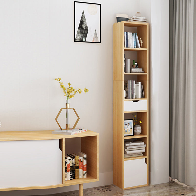 Contemporary Wood Bookcase, Geometric Bookshelf for Living Room