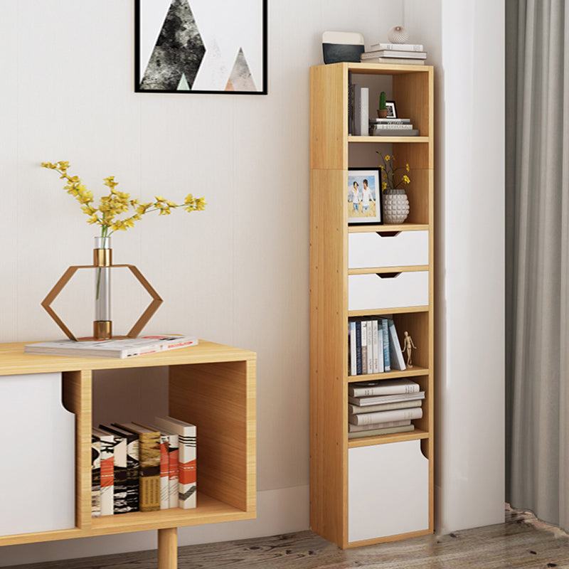 Contemporary Wood Bookcase, Geometric Bookshelf for Living Room