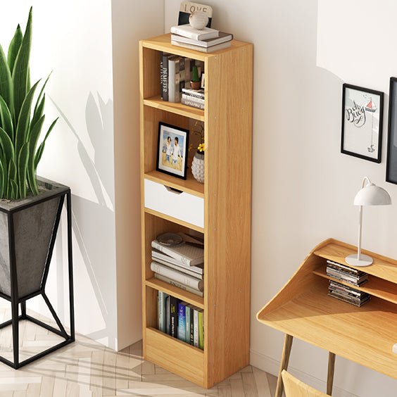 Contemporary Wood Bookcase, Geometric Bookshelf for Living Room