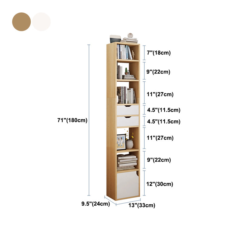 Contemporary Wood Bookcase, Geometric Bookshelf for Living Room