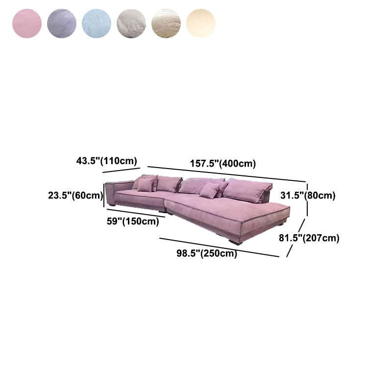Grey/blue/khaki/pink Sofa with Pillow Back Latex Padded Square Armrest Sectional