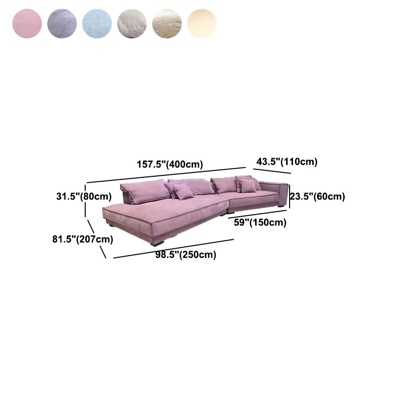 Grey/blue/khaki/pink Sofa with Pillow Back Latex Padded Square Armrest Sectional