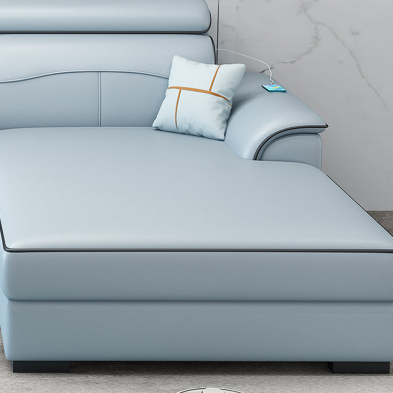 Contemporary Faux Feather/Linen Sofa with Pillows for Living Room