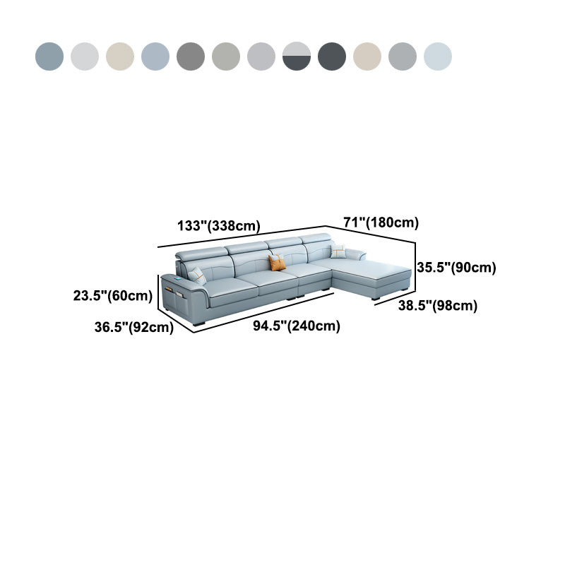 Contemporary Faux Feather/Linen Sofa with Pillows for Living Room
