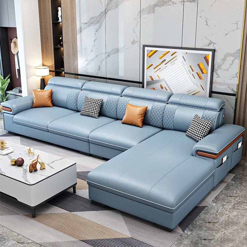 Modern Faux Leather Sofa with Pillow Top Arm for Living Room