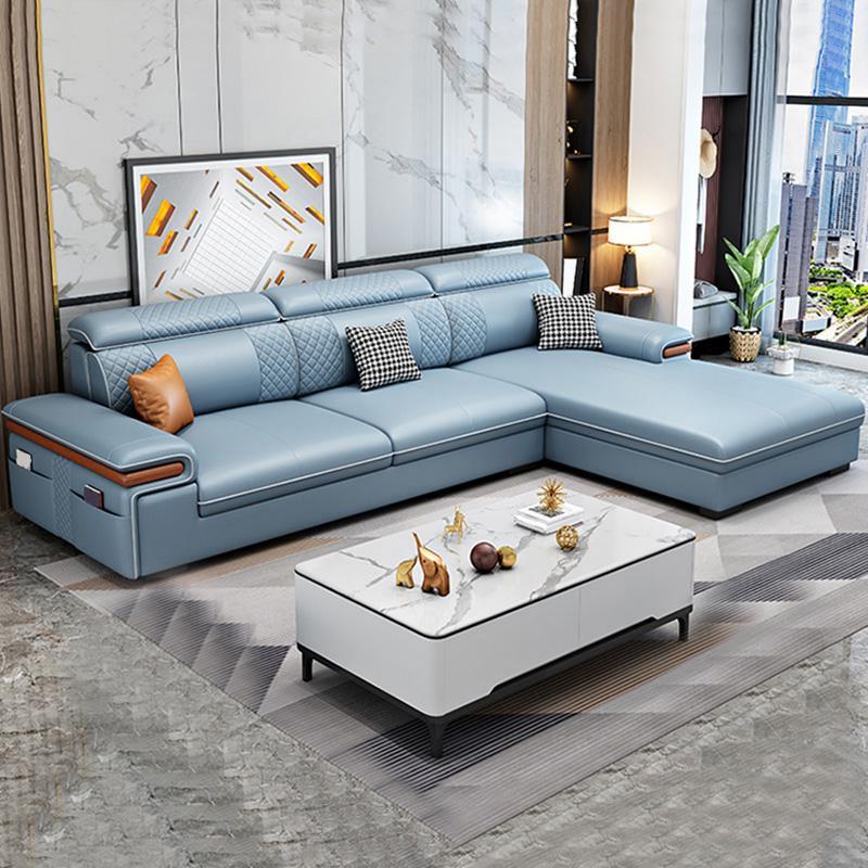 Modern Faux Leather Sofa with Pillow Top Arm for Living Room