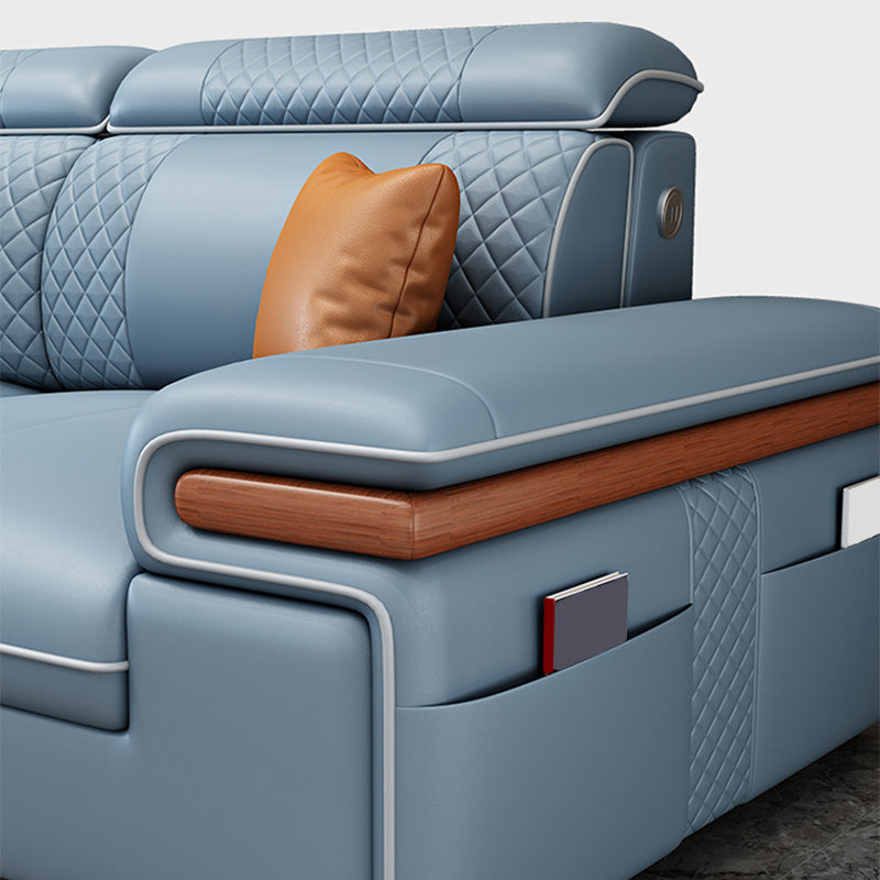 Modern Faux Leather Sofa with Pillow Top Arm for Living Room
