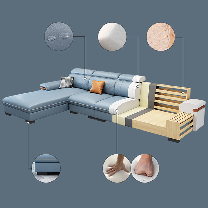 Modern Faux Leather Sofa with Pillow Top Arm for Living Room